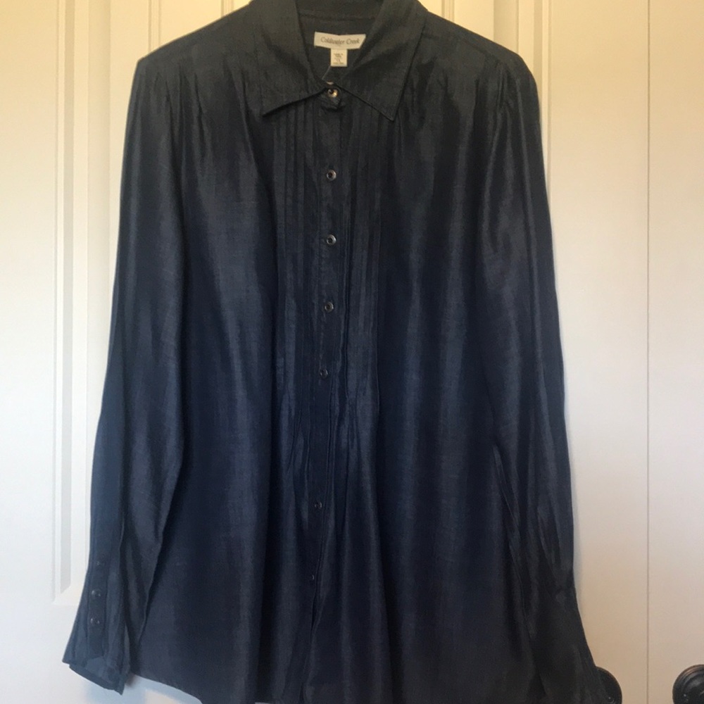 Coldwater Creek Silky long sleeve button down shirt.